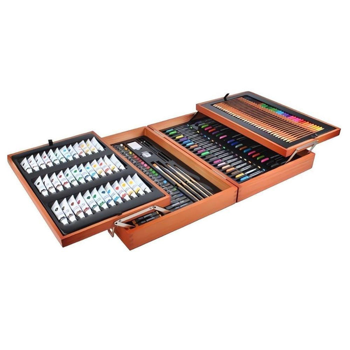 Mala em Madeira com Material de Pintura Maaleo 174 Peças