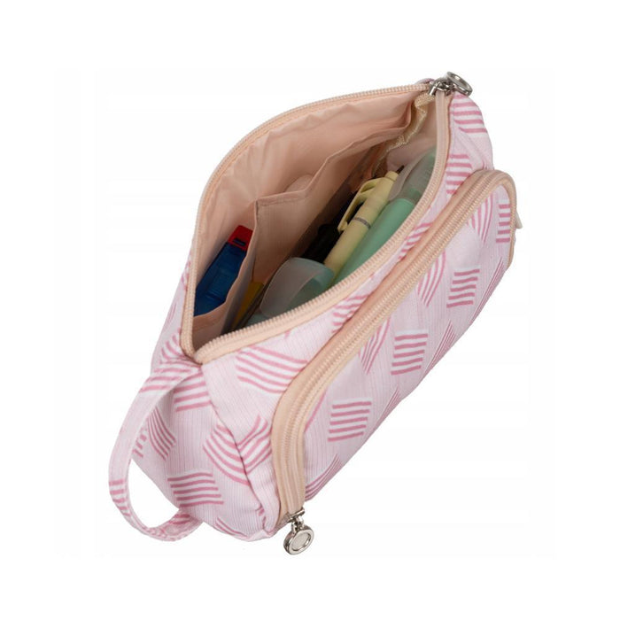 Estojo Duplo com Alça Maaleo Riscas Rosa
