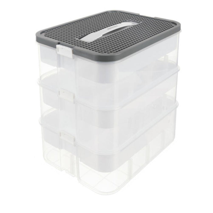 Caixa Organizadora com 3 Níveis e Divisórias para Blocos de Construção 22 Litros