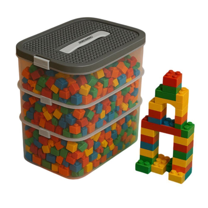 Caixa Organizadora com 3 Níveis e Divisórias para Blocos de Construção 22 Litros