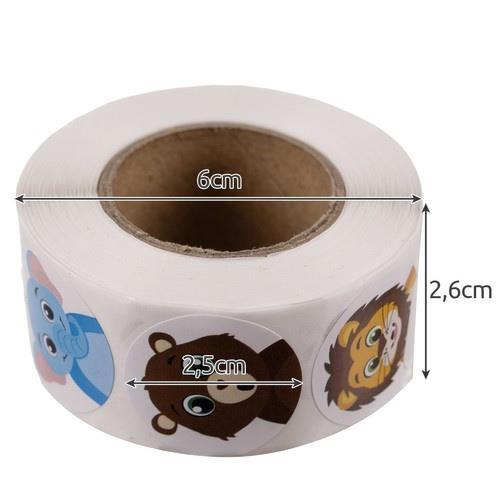 Rolo com 500 Autocolantes de Animais