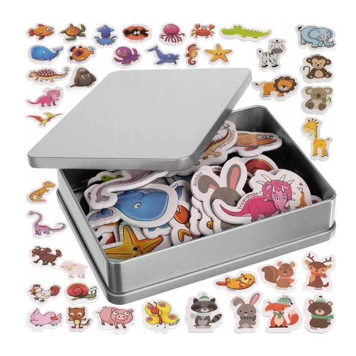 40 ímanes Magnéticos Animais em Caixa de Metal