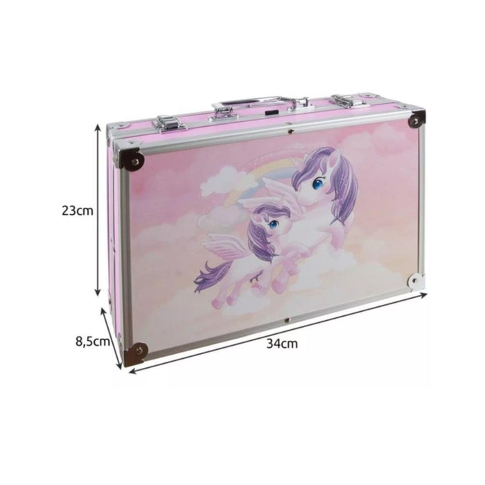Mala com Material de Pintura Maelo Unicórnios 144 Peças