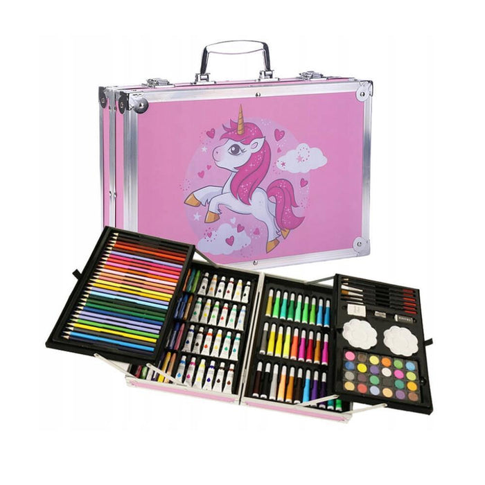 Mala com Material de Pintura Maelo Unicórnios 144 Peças