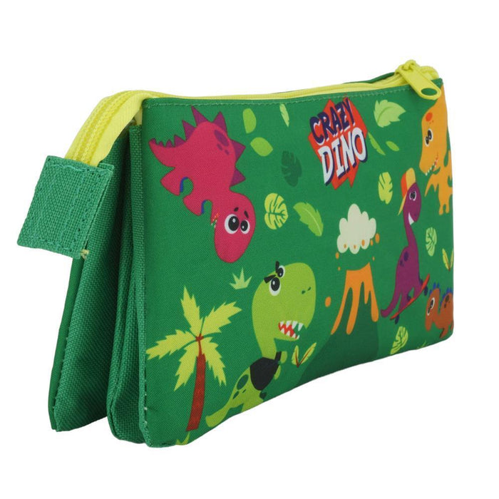 Estuche Crazy Dino de 3 compartimentos