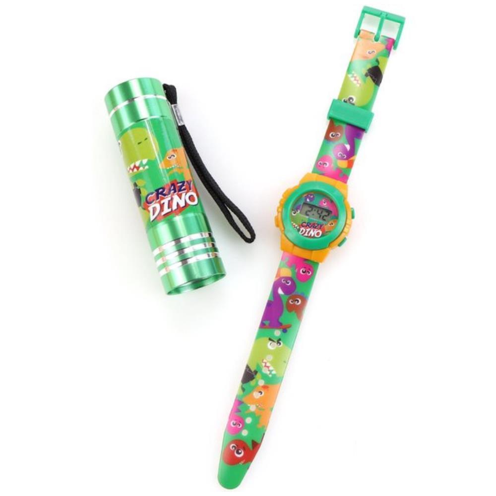 Crazy Dino Digital Watch + Flashlight Set