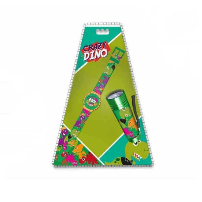 Conjunto Relógio Digital + Lanterna Crazy Dino