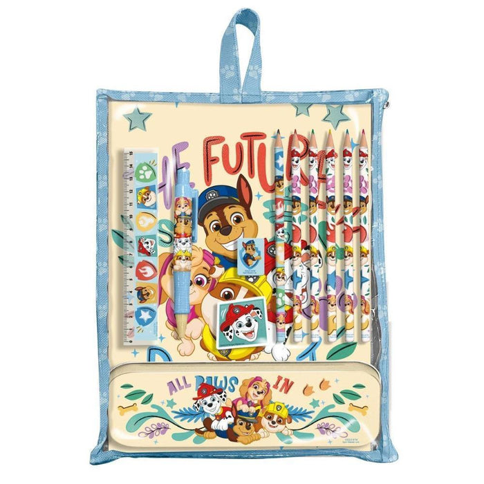 Conjunto de Papelaria com Estojo em Metal Patrulha Pata