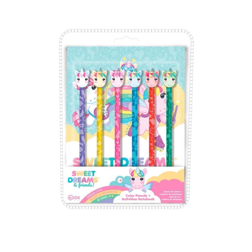 Libro de actividades "Dulces sueños" con 6 lápices.