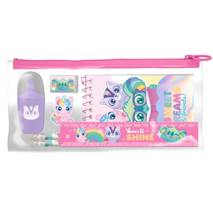Conjunto de Papelaria com Estojo Sweet Dreams 7 Peças