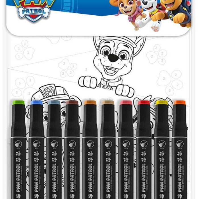 Conjunto de Colorir por Números com 10 Canetas Patrulha Pata