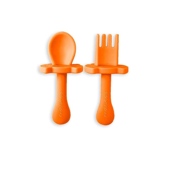 Conjunto de Colher e Garfo em Silicone Frootimals Orangiefly