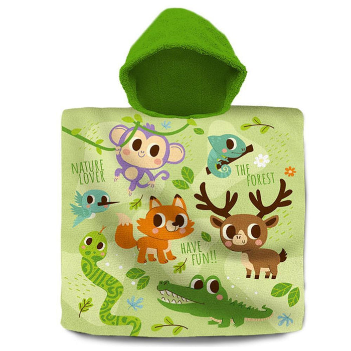 Toalha Poncho Into The Forest Animais Selva 60x120cm