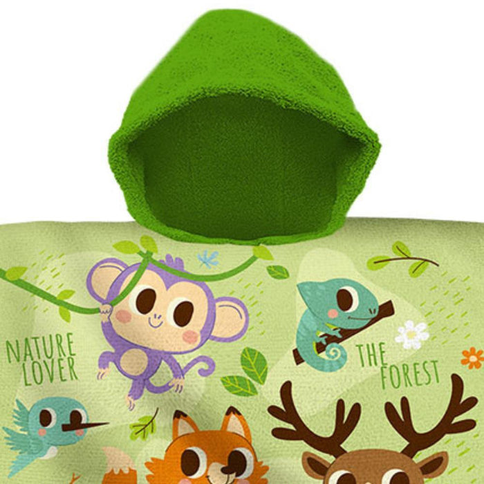 Toalha Poncho Into The Forest Animais Selva 60x120cm