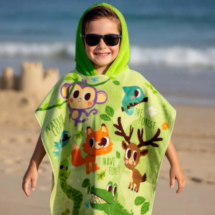 Toalha Poncho Into The Forest Animais Selva 60x120cm
