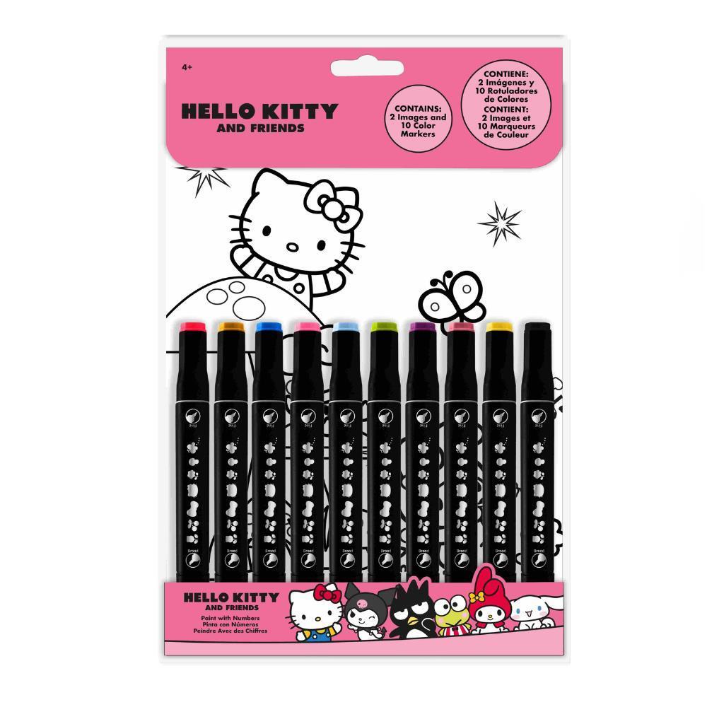 Conjunto de Colorir por Números com 10 Canetas Hello Kitty