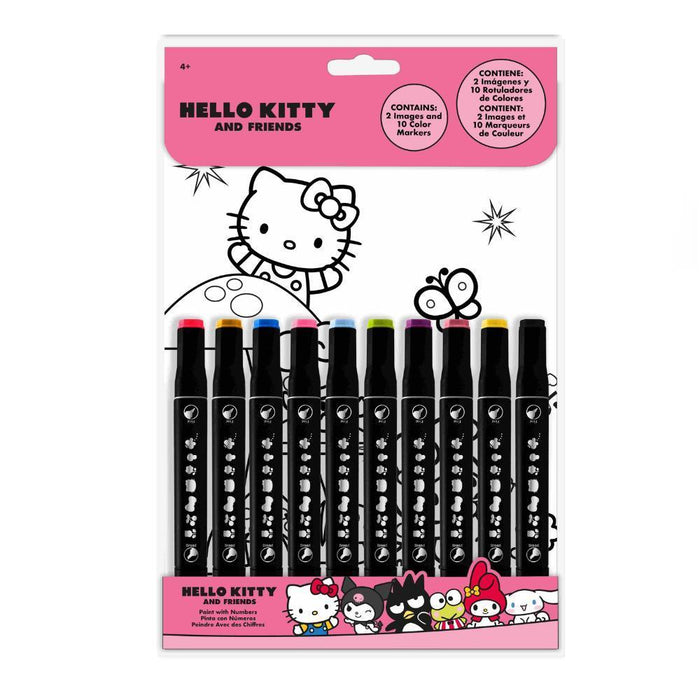Conjunto de Colorir por Números com 10 Canetas Hello Kitty
