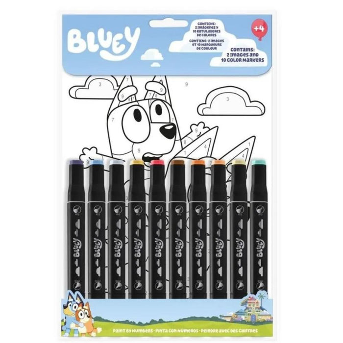 Conjunto de Colorir por Números com 10 Canetas Bluey