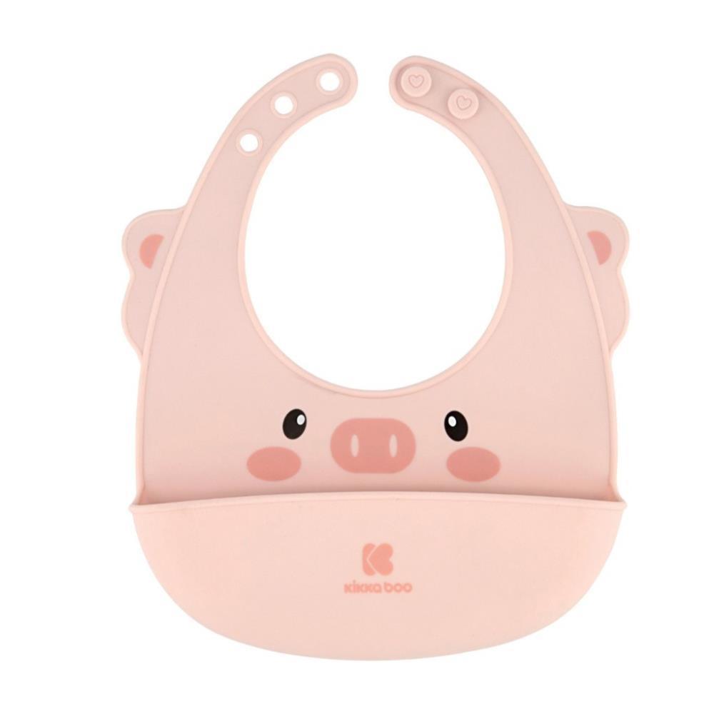 Babete em Silicone Kikkaboo Pig Pink
