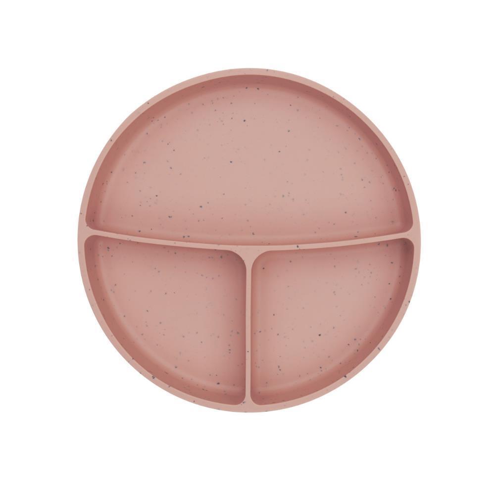 Prato com Divisórias e Ventosa em Platinum Silicone Kikkaboo Blush
