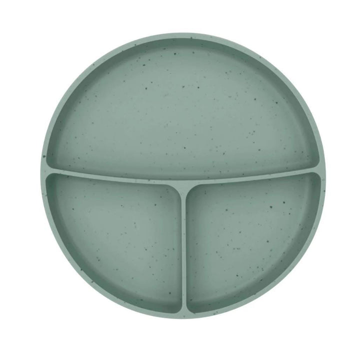 Prato com Divisórias e Ventosa em Platinum Silicone Kikkaboo Sage