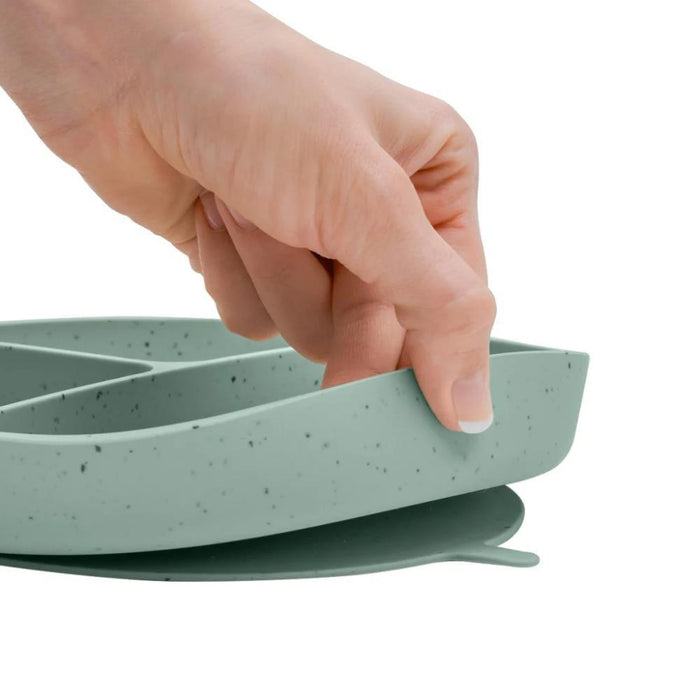 Prato com Divisórias e Ventosa em Platinum Silicone Kikkaboo Sage