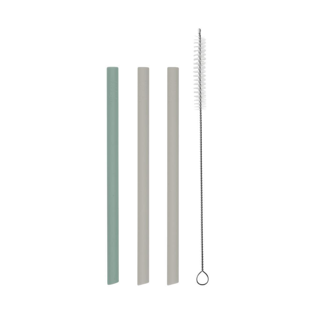 3 Palhinhas em Silicone Platinum com Escovilhão Kikkaboo Sage