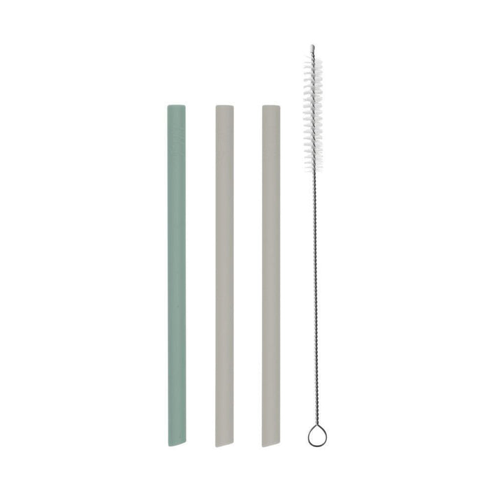 3 Palhinhas em Silicone Platinum com Escovilhão Kikkaboo Sage