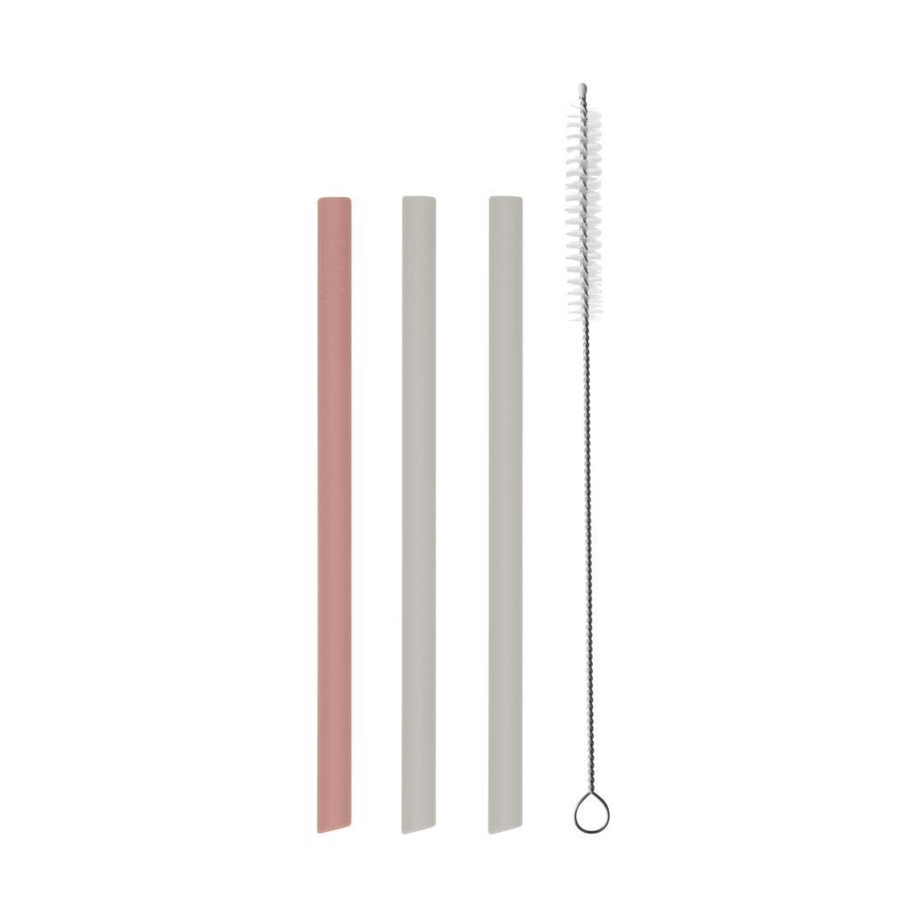 3 Palhinhas em Silicone Platinum com Escovilhão Kikkaboo Blush