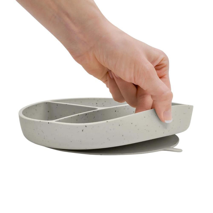 Prato com Divisórias e Ventosa em Platinum Silicone Kikkaboo Sand