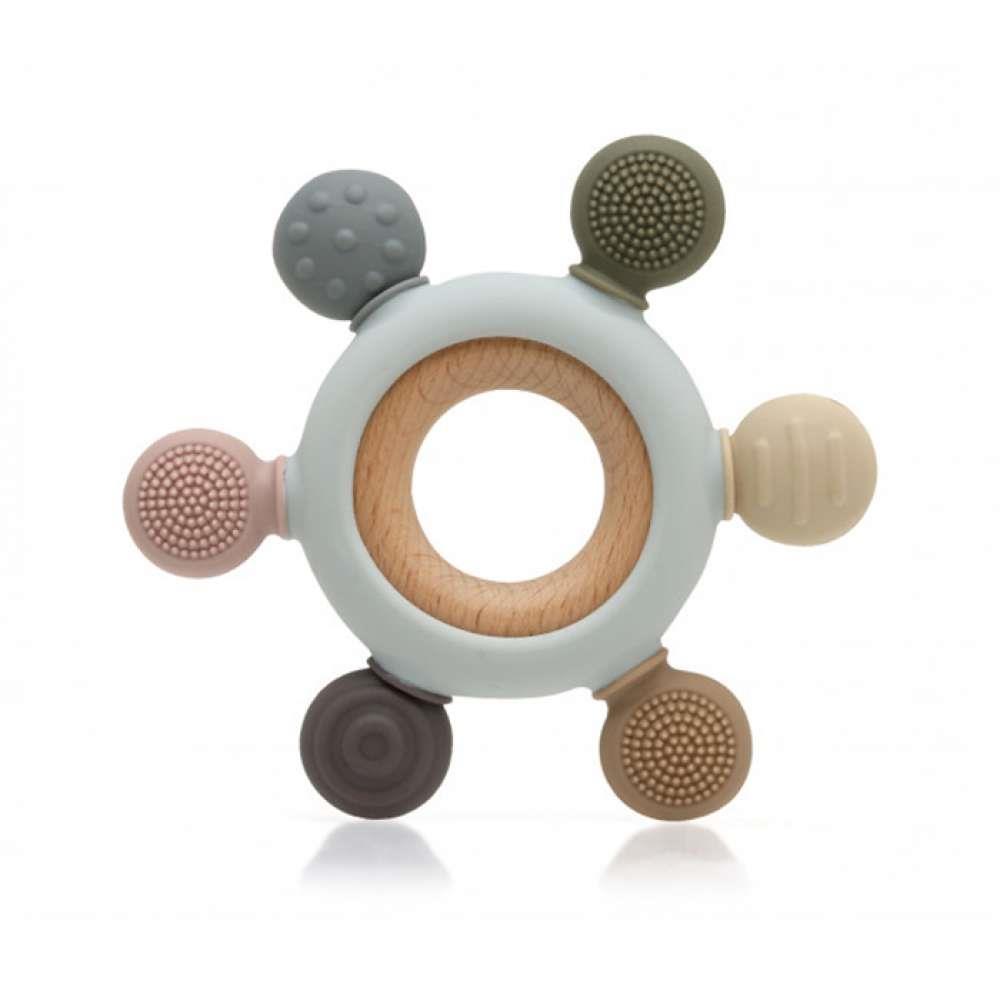 Mordedor de silicona y madera Kiokids de 10 cm