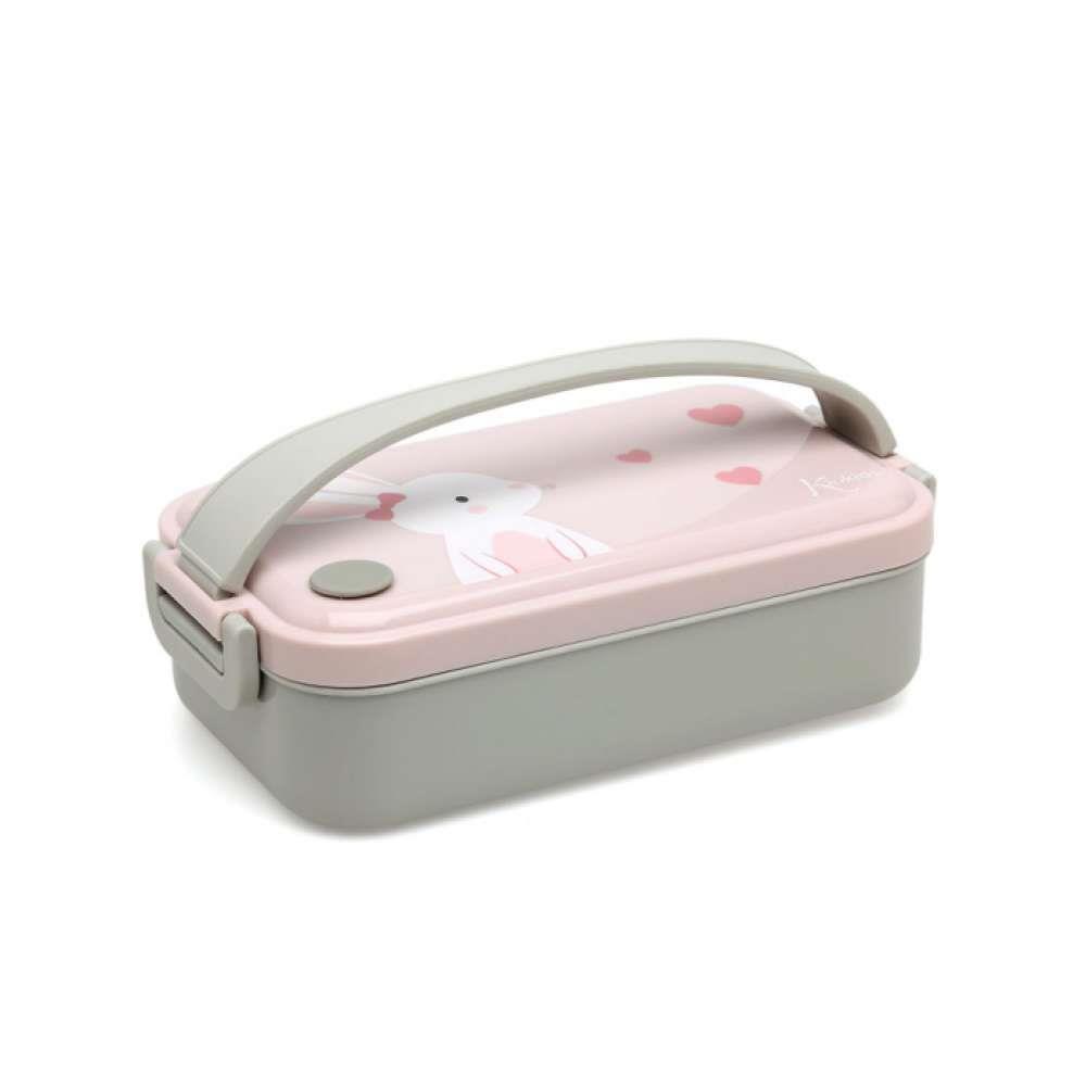Kiokids Fiambrera/fiambrera de acero inoxidable con asa de conejo rosa
