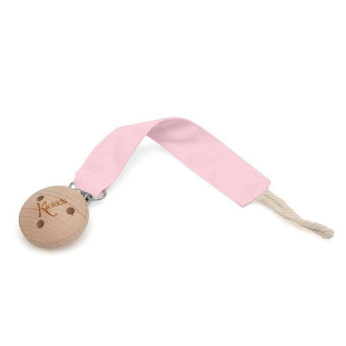 Corrente para Chupeta em Tecido com Clip de Madeira Kiokids Rosa