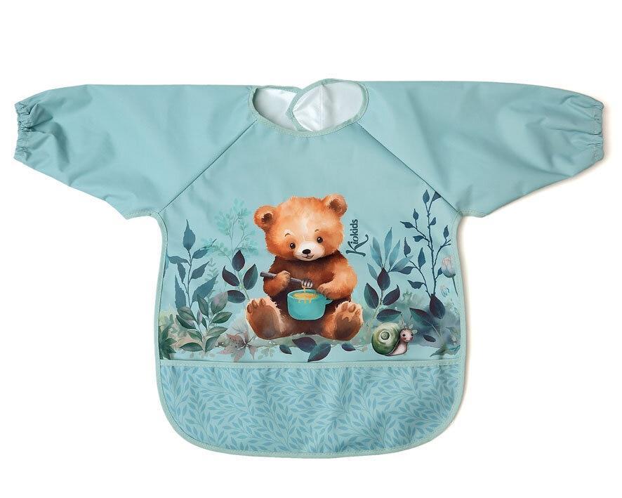 Babero impermeable con mangas Kiokids Sage Bear