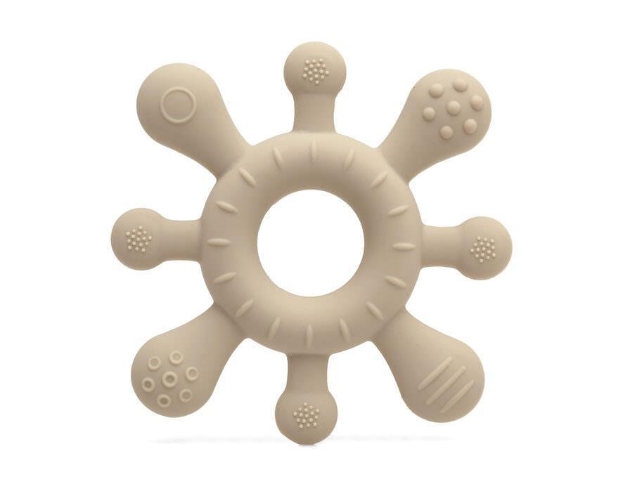 Mordedor sensorial de silicona beige Kiokids