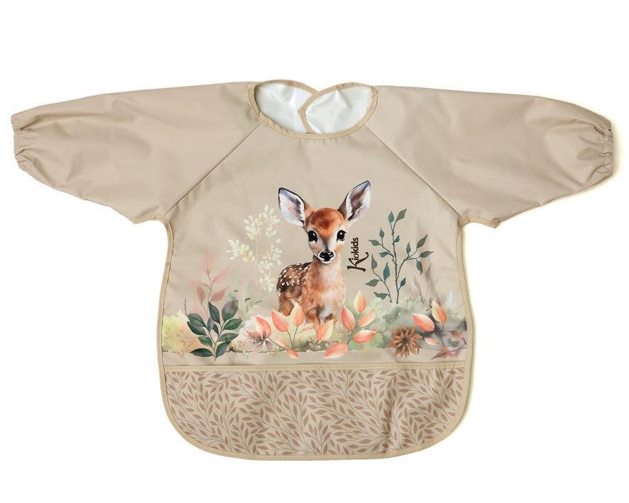 Kiokids Waterproof Long-Sleeve Bib Deer Beige