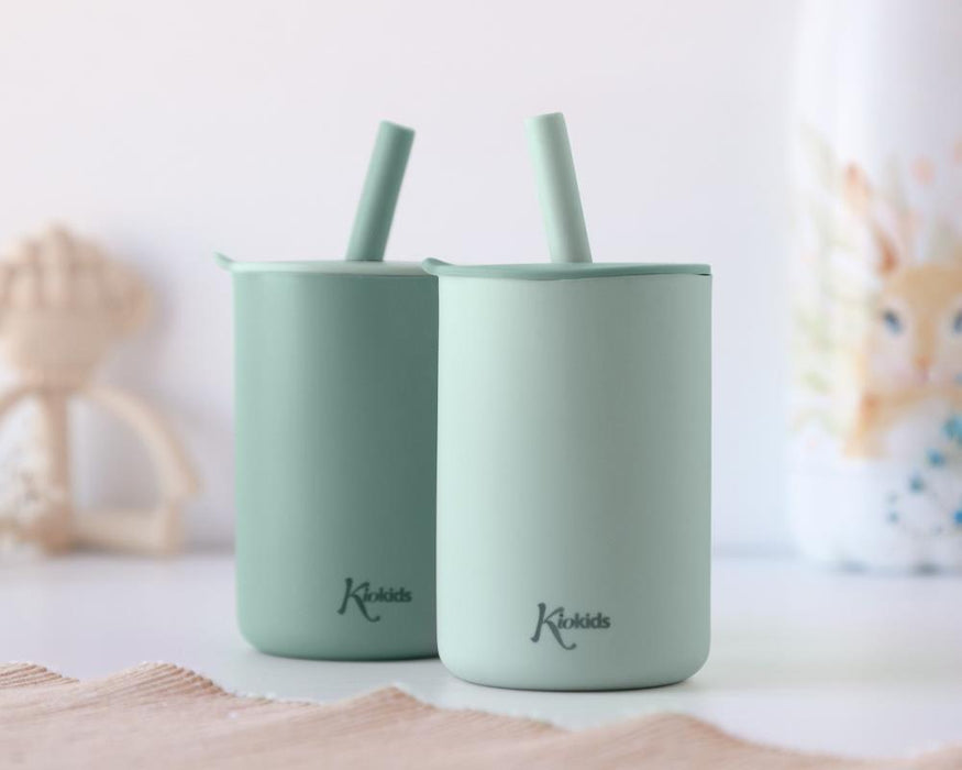 2 Cups with Silicone Straw Sage 180 ml