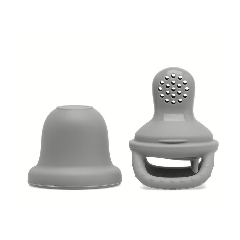 Dispensador de alimentos de silicona con tapa KioKids Gris