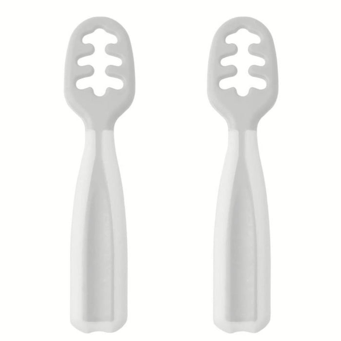 2 Pré-Colheres Kiokids Cinza e Branco