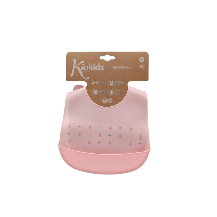 Babete em Silicone KioKids Folhas Rosa
