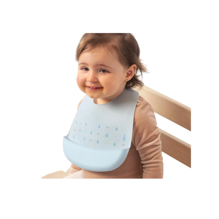Babete em Silicone KioKids Folhas Azul
