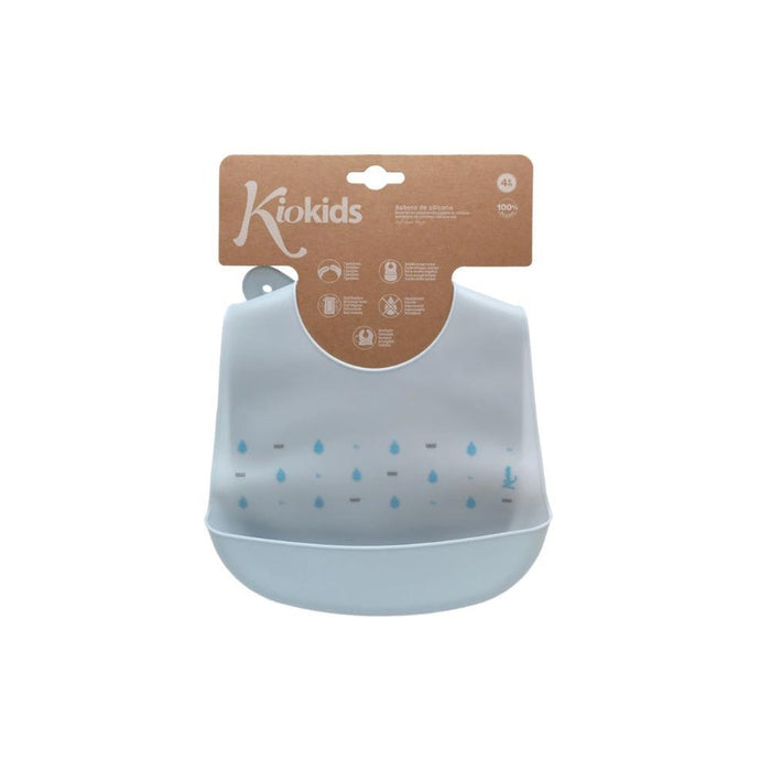 Babete em Silicone KioKids Folhas Azul