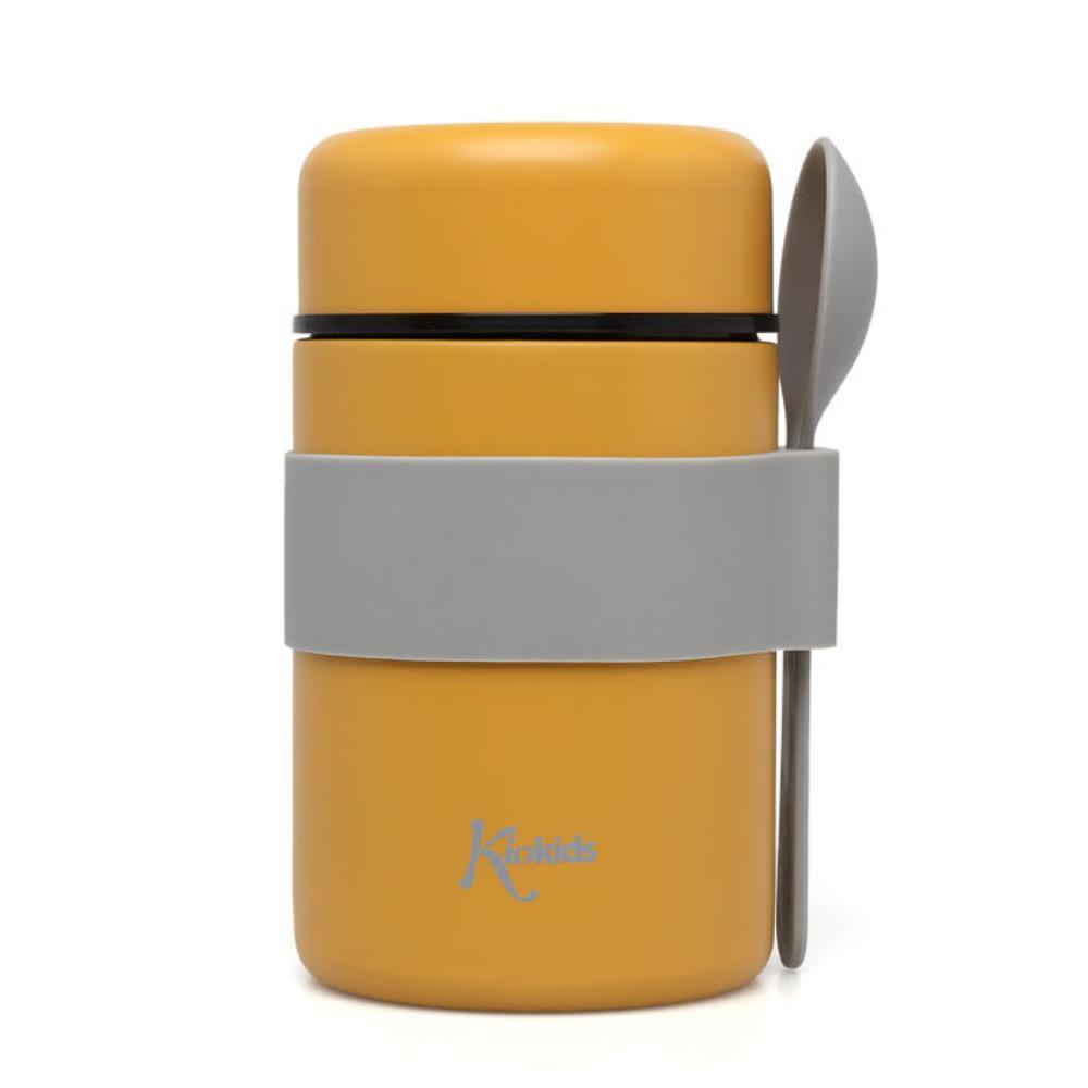 Termo em Inox para Sólidos com Colher Kiokids Mostarda 500ml