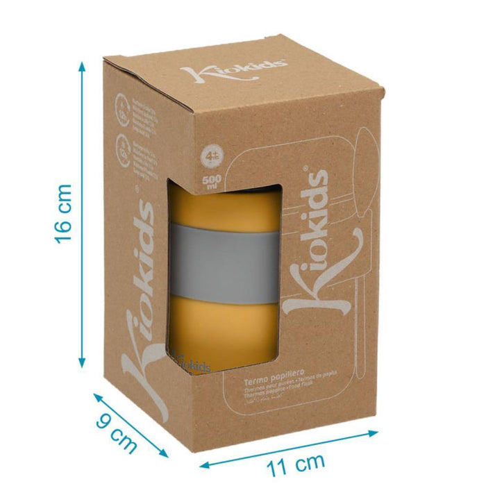 Termo em Inox para Sólidos com Colher Kiokids Mostarda 500ml