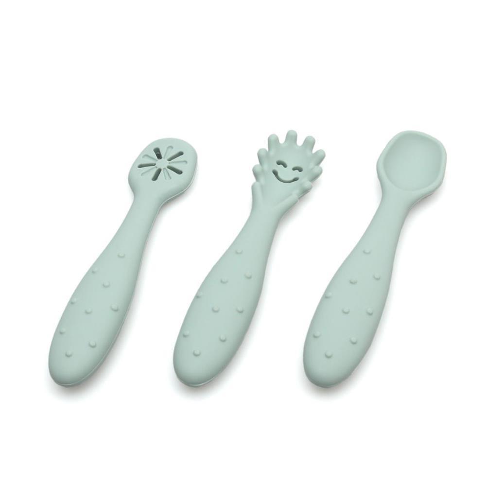 3 Pré-Colheres em Silicone Kiokids Verde