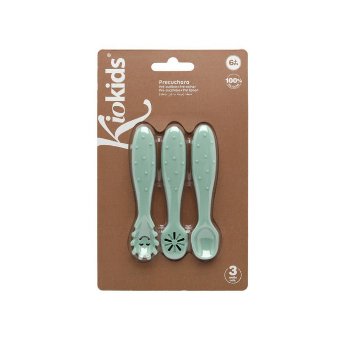 3 Pré-Colheres em Silicone Kiokids Verde
