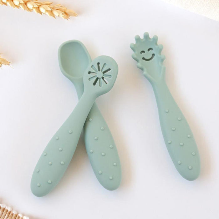 3 Pré-Colheres em Silicone Kiokids Verde
