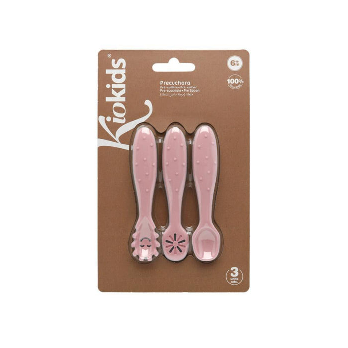 3 Pré-Colheres em Silicone Kiokids Rosa