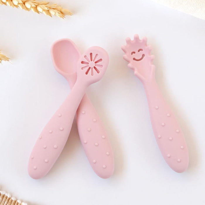 3 Pré-Colheres em Silicone Kiokids Rosa
