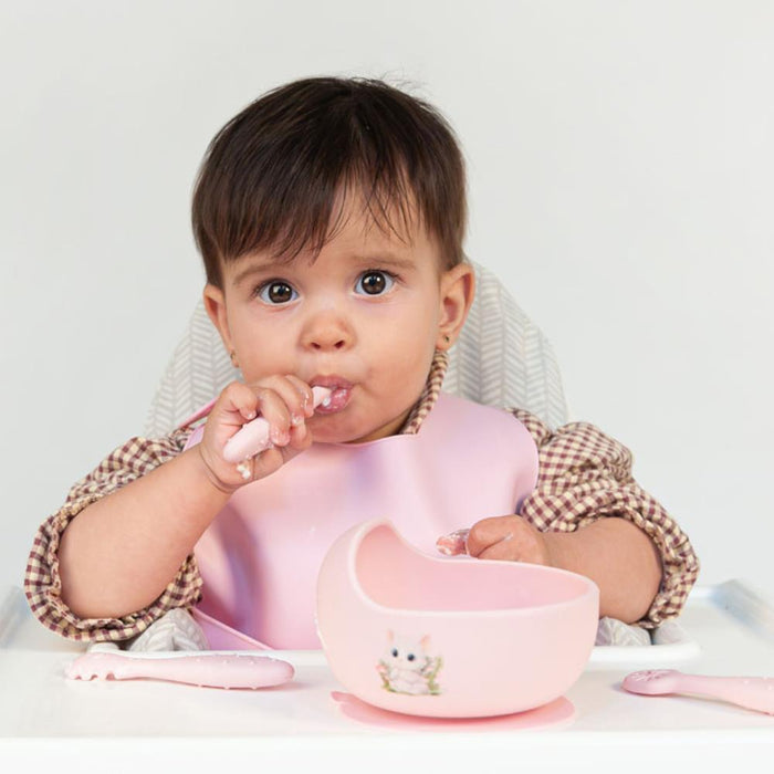 3 Pré-Colheres em Silicone Kiokids Rosa